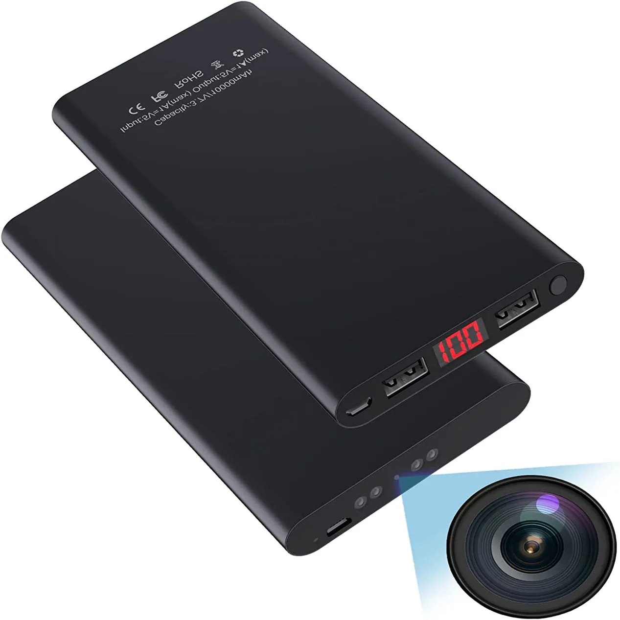 Power Bank Spy Camera ,Hidden Camera with 10000mAh,Nanny Cam with Night Vision,Spy Cam with HD 1080P 30 Hours Continuous Recording