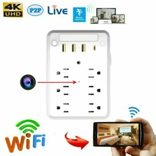 1080P HD WIFI IP Wall Mount Outlet Security Camera Hidden Video & Audio Recorder
